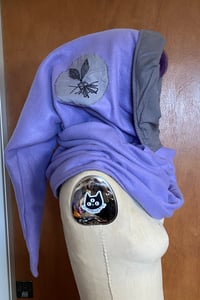 Image 1 of Long Medieval Hood - Reversible - Lavender and Grey