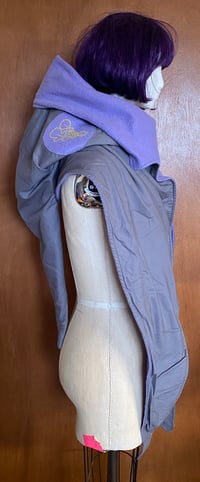 Image 4 of Long Medieval Hood - Reversible - Lavender and Grey
