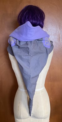 Image 5 of Long Medieval Hood - Reversible - Lavender and Grey