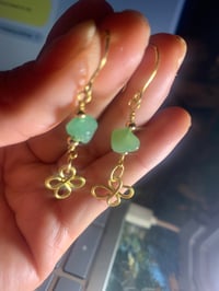green aventurine 4 leaf clover earrings