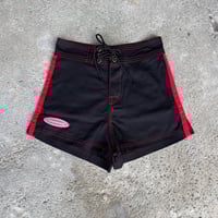 Image 2 of Classic - Black with Red stripe contrast stitch 100% cotton board short