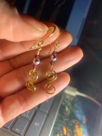Image 1 of Red garnet dangle earrings 