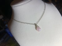 Image 1 of Rose Quart tear drop pendant necklace