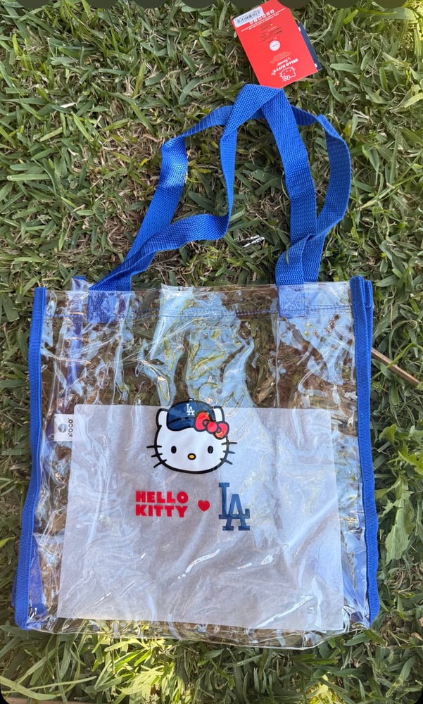Image of Dodgers Hello Kitty clear stadium bag 