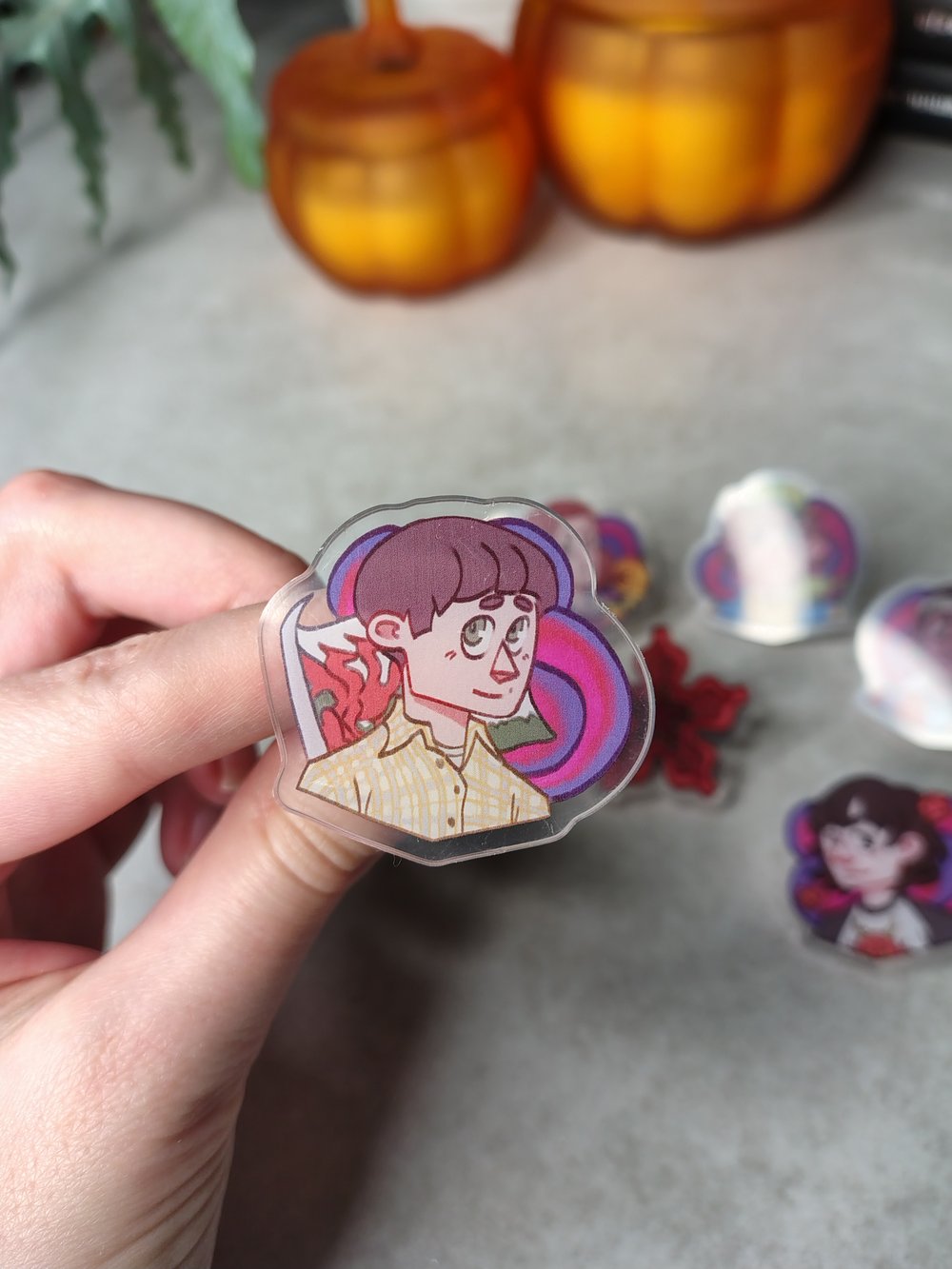 Image of ST characters acrylic pins