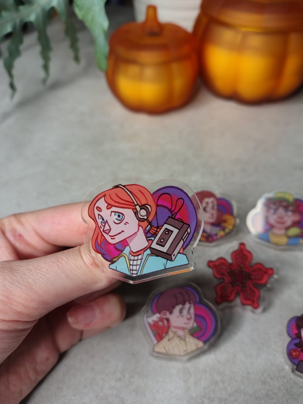 Image of ST characters acrylic pins
