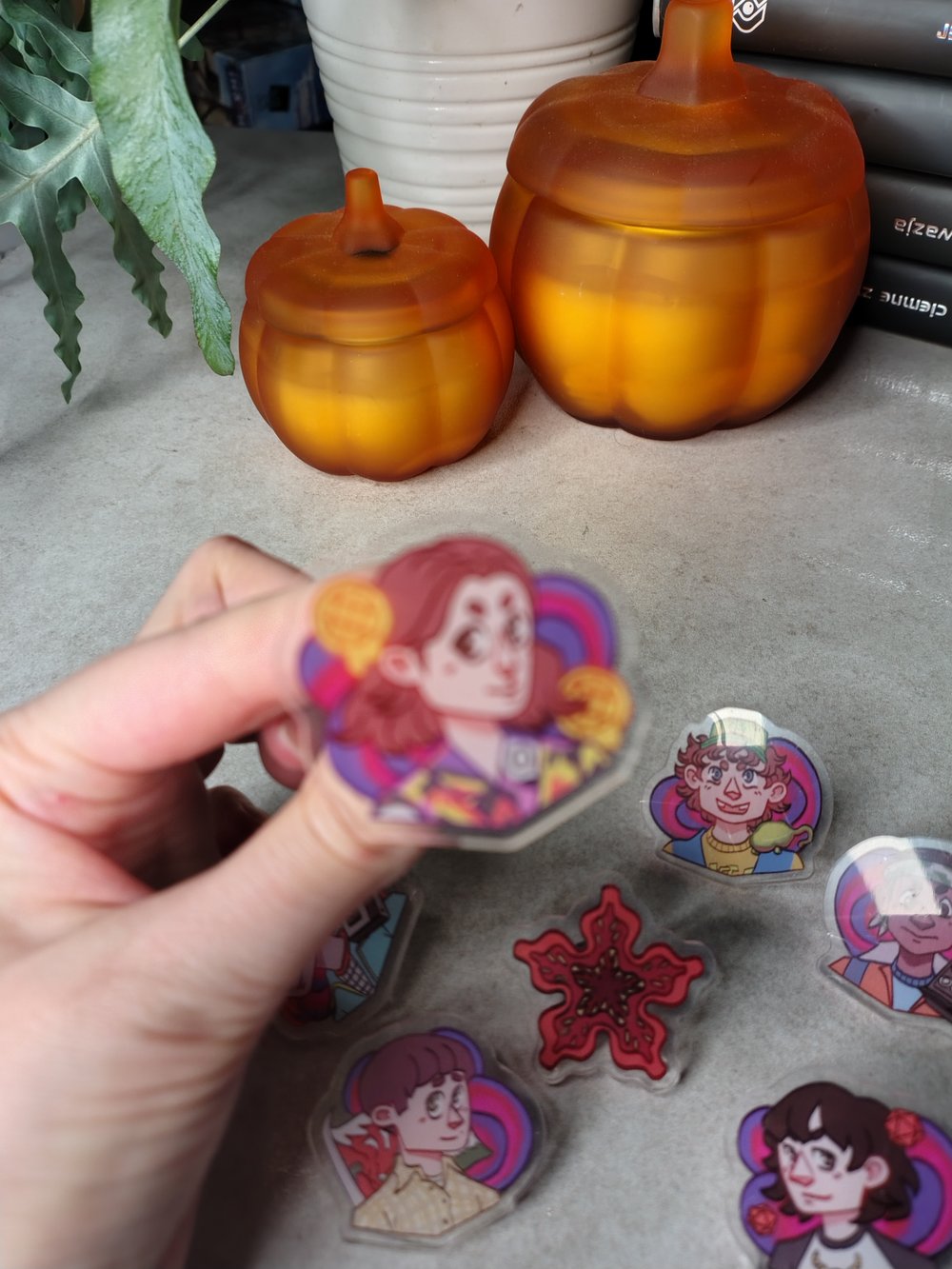 Image of ST characters acrylic pins
