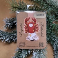 Image 1 of Magnetic Bookmark--Swoopy Ghost Dressed as Cancer Crab Zodiac