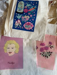 Image 1 of Alphabet, Tattoo and Iconic Figures Tote Bag 