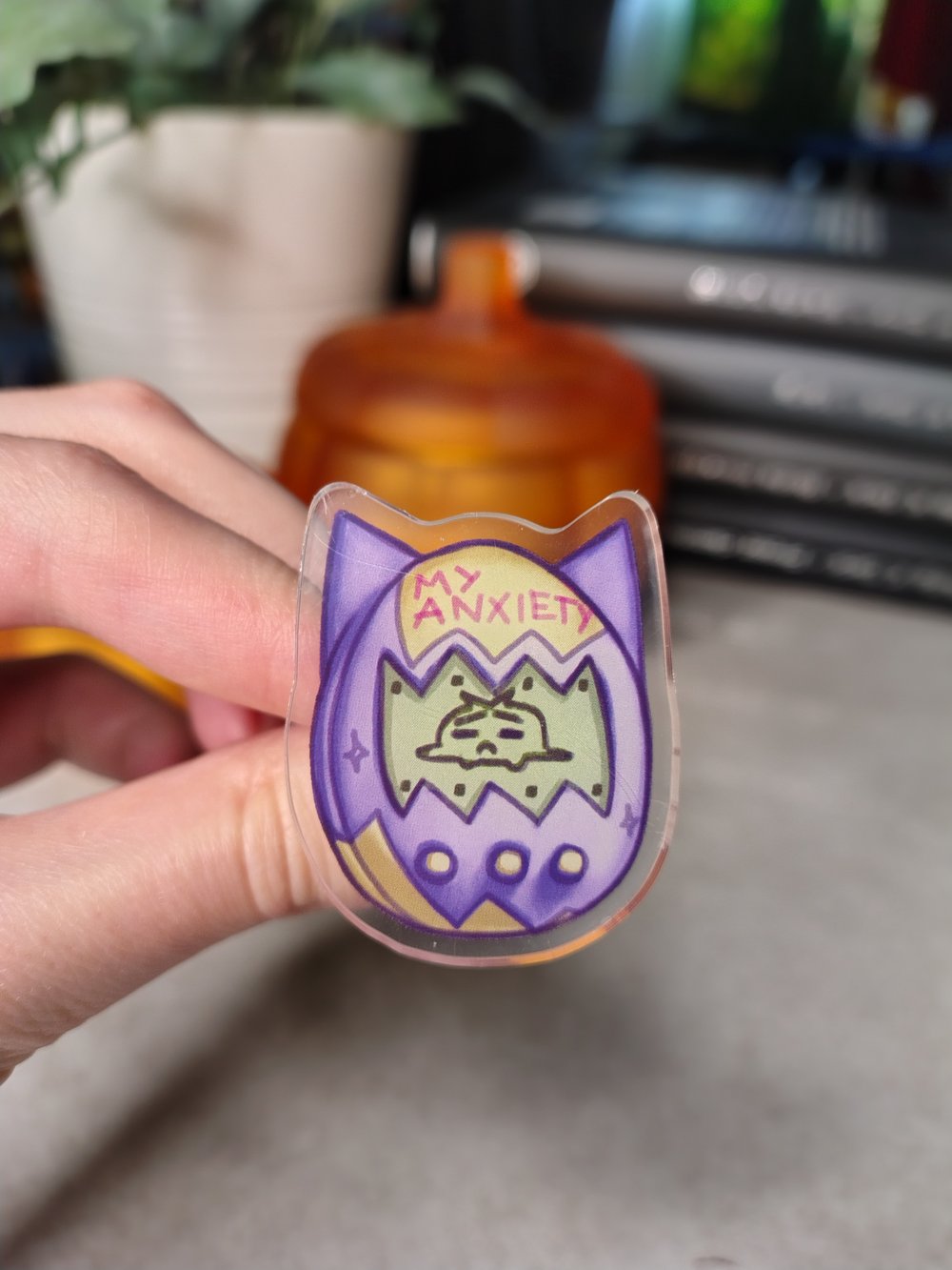 Image of Care & Worry - Egg Anxiety Acrylic Pin