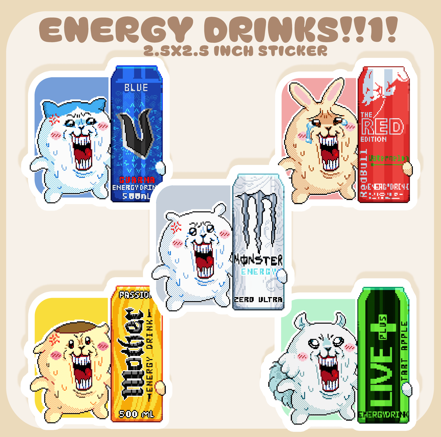 Chiikawa Energy Drink Stickers