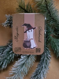Image 1 of Magnetic Bookmark--Ghost as a Witch with a Cauldron