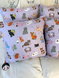 Image 1 of *Sale* Cotton Lavender Cats Cushion 