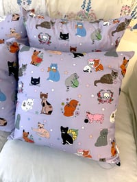 Image 5 of *Sale* Cotton Lavender Cats Cushion 