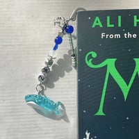 Image 2 of SKZ "KARMA" Inspired Bookmark | Blue Evil Eye, Whale Charm & Fish Bone Bookmark