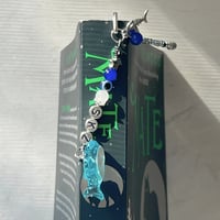 Image 6 of SKZ "KARMA" Inspired Bookmark | Blue Evil Eye, Whale Charm & Fish Bone Bookmark