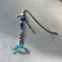 Image 1 of SKZ "KARMA" Inspired Bookmark | Blue Evil Eye, Whale Charm & Fish Bone Bookmark