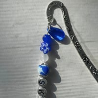 Image 6 of Stray Kids "KARMA" Bookmark | Deep Blue Millefiori & Compass Charm Bookmark