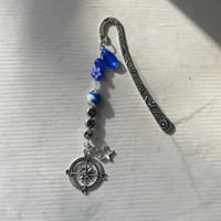 Image 1 of Stray Kids "KARMA" Bookmark | Deep Blue Millefiori & Compass Charm Bookmark