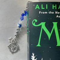 Image 2 of Stray Kids "KARMA" Bookmark | Deep Blue Millefiori & Compass Charm Bookmark