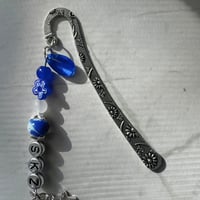 Image 5 of Stray Kids "KARMA" Bookmark | Deep Blue Millefiori & Compass Charm Bookmark