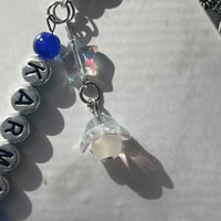 Image 4 of Stray Kids "KARMA" Bookmark | Holographic Heart & Floral Blue Bookmark