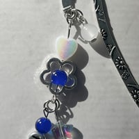 Image 5 of Stray Kids "KARMA" Bookmark | Holographic Heart & Floral Blue Bookmark