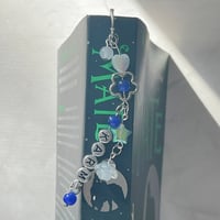 Image 7 of Stray Kids "KARMA" Bookmark | Holographic Heart & Floral Blue Bookmark