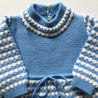 Image 3 of Robe tricot bleu rayures 18/24 mois stock neuf années 70