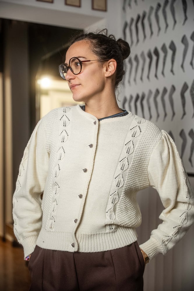 Image of Cardigan white tirolese