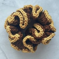Image 1 of Mustard & Chocolate Crochet Scrunchie | Enemies to Lovers Hair Tie