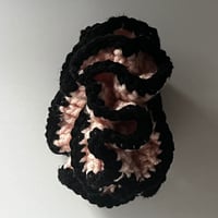 Image 2 of SKZ "Do It" Crochet Scrunchie | Blush Pink & Black Hair Tie