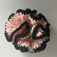 Image 3 of SKZ "Do It" Crochet Scrunchie | Blush Pink & Black Hair Tie