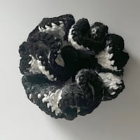 Image 1 of SKZ "Divine" Crochet Scrunchie | Black, White & Gray Ombre Hair Tie