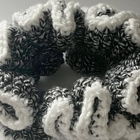 Image 2 of Divine MV Crochet Scrunchie | Black & White Tweed Hair Tie
