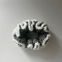 Image 4 of Divine MV Crochet Scrunchie | Black & White Tweed Hair Tie