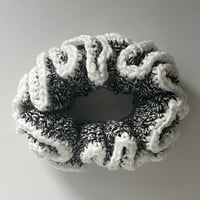 Image 1 of Divine MV Crochet Scrunchie | Black & White Tweed Hair Tie