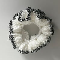 Image 1 of Divine MV Crochet Scrunchie | White & Tweed Hair Tie