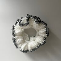 Image 3 of Divine MV Crochet Scrunchie | White & Tweed Hair Tie
