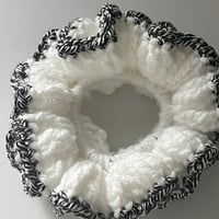 Image 4 of Divine MV Crochet Scrunchie | White & Tweed Hair Tie