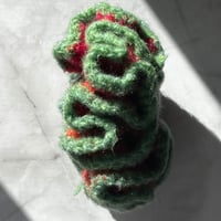 Image 3 of Cherry Crush Crochet Scrunchie | Red & Green Hair Tie