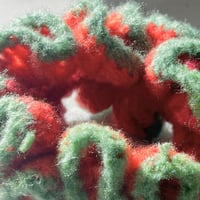 Image 2 of Cherry Crush Crochet Scrunchie | Red & Green Hair Tie