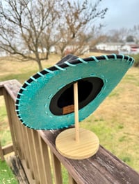 Image 16 of "Paisley Breeze" Burned Cowboy Hat, Whipstitched Suede Hat, Turquoise Leather Stitched Hat