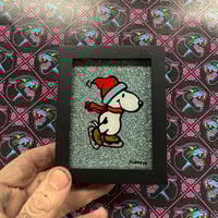 Snoopy Ice Skating mini glass painting
