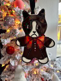 Image 1 of Boston gingerbread man red bow