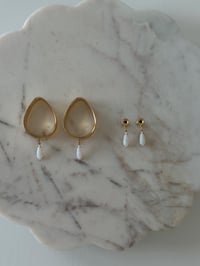 Image 1 of Fire Opal Dangles (Gold) (Hoops Optional)