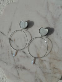 Image 3 of Pearly Heart Fire Opals (Silver or Gold) (Hoops Optional)