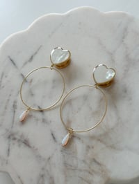 Image 4 of Pearly Heart Fire Opals (Silver or Gold) (Hoops Optional)