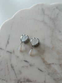 Image 9 of Pearly Heart Fire Opals (Silver or Gold) (Hoops Optional)