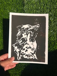 Image 3 of wolves block print